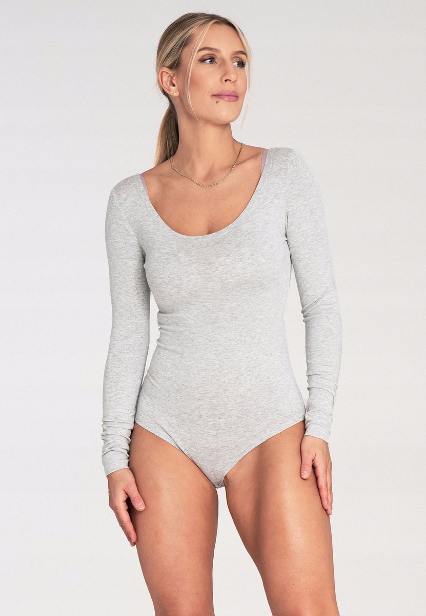 Dopasowane body damskie - body damskie szare - M1038 rozmiar XL