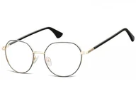 Okulary korekcyjne, oprawki, szkła - Lenonki okrągłe Okulary oprawki optyczne 916 złoto-czarne - miniaturka - grafika 1