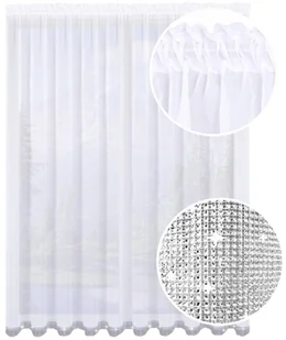 Firana Gotowa Z Cyrkoniami 240x400 Na Balkon Biała - Firany - miniaturka - grafika 1