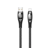 Kable USB - USAMS Kabel pleciony U36 lightning 1,2m 2A Fast Charging LED czarny/black SJ368USB01 (US-SJ368) - miniaturka - grafika 1