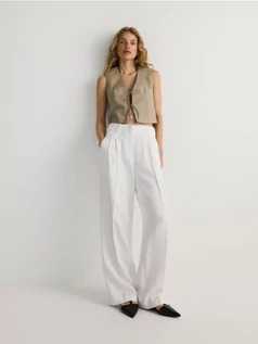 Spodnie damskie - Reserved - Spodnie z wiskozą - biały - grafika 1