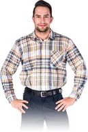 Odzież robocza - KOSZULA FLANELOWA OCHRONNA REIS KF-; GRANATOWO-BEŻOWO-POMARAŃCZOWY (XL) - miniaturka - grafika 1