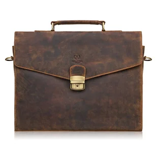 Męska skórzana aktówka brązowa na dokumenty teczka na ramie z kluczykiem - Teczki i aktówki Męska skórzana aktówka brązowa na dokumenty teczka na ramie z kluczykiem - Teczki i aktówki - miniaturka - grafika 1