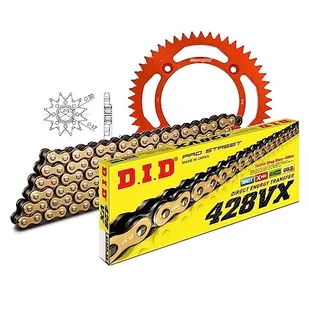 Zestaw łańcuchów DID Alu 428VX / 122 zamek zaciskowy pomarańczowy do KTM SX, Husqvarna TC 85 ccm rok prod. 2003-2017 - Części motocyklowe - miniaturka - grafika 1