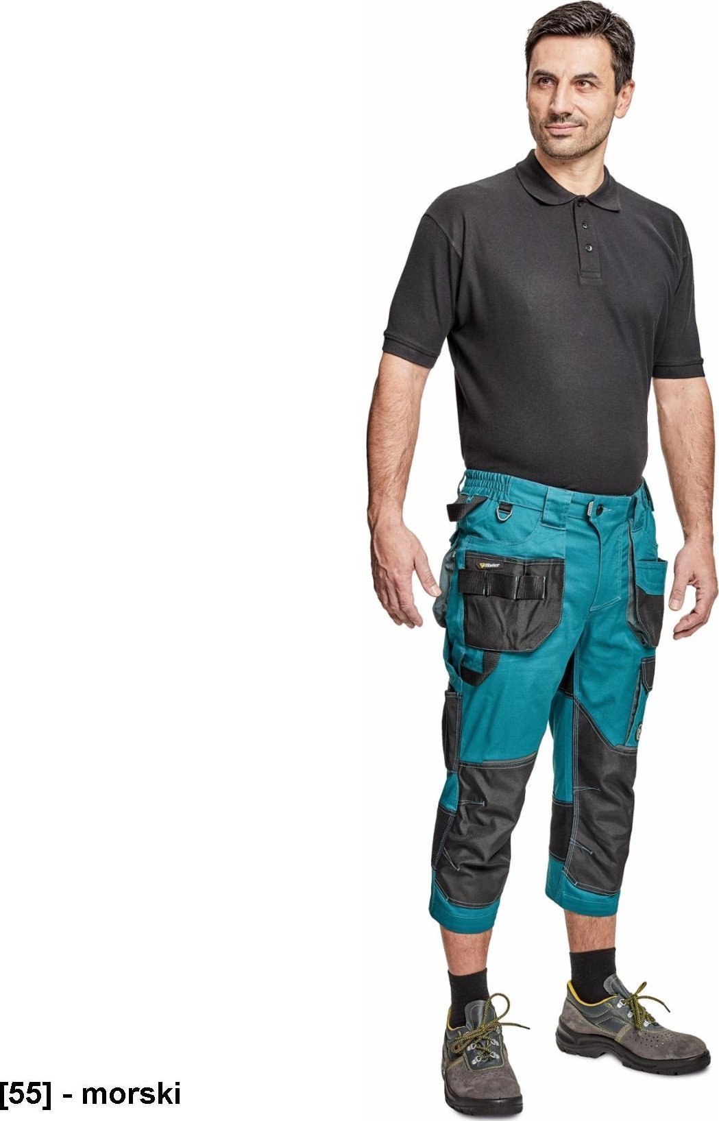 CERVA DAYBORO spodnie 3/4 - męskie spodnie 3/4 robocze, odblaskowe elementy, 100 % TRIFIBETEX - morski 52