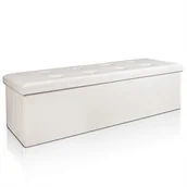 Szezlongi - Składana Pufa Kufer Siedzisko Schowek Ława Biała - miniaturka - grafika 1