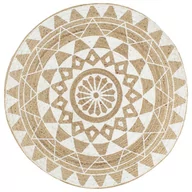 Dywaniki łazienkowe - vidaXL Ręcznie wykonany dywanik, juta, biały nadruk, 90 cm 133695 - miniaturka - grafika 1