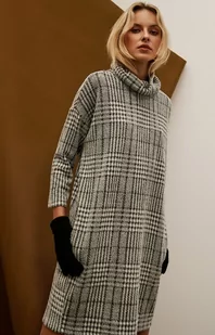 Sukienka z golfem w kratkę w odcieniach szarości 3929, Kolor szaro-czarny, Rozmiar XS, Moodo - Primodo.com - Sukienki - miniaturka - grafika 1