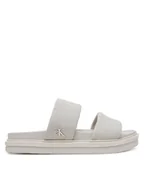 Klapki i japonki męskie - Calvin Klein Jeans Klapki Flat Molded Dbl Bar Sandal Cv YM0YM01222 Szary - miniaturka - grafika 1