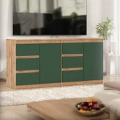 Komody - Komoda 160cm Pojemna Nowoczesna Duża Szafka Salon Wotan Butelkowa Zieleń - miniaturka - grafika 1