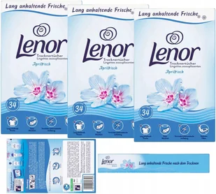 LENOR Chusteczki Zapachowe do Suszarki Szuflady Ubrań Pachnące DE 3x34 szt - Środki do prania - miniaturka - grafika 1
