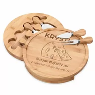 Deski do krojenia - Deska drewniana do sera zestaw z grawerem dla niego na imieniny - miniaturka - grafika 1