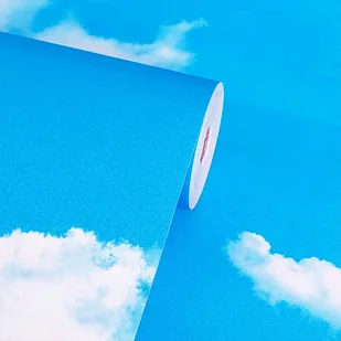 TEMU 1 Rolka, Niebieski Niebór i Białe Chmury, Wzór Winyłowy, Styl Kształtów i Pasków, Samoprzylepny, Odłączalny, Wodoodporny, Łatwy W Instalacji, Do - Inne - miniaturka - grafika 1