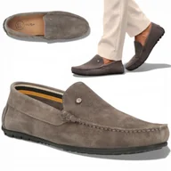 Półbuty męskie - Mokasyny Męskie SKÓRZANE Zamszowe Eleganckie Filippo Wygodne Wsuwane 44 - miniaturka - grafika 1