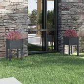 Donice - vidaXL Donice ogrodowe, 2 szt., szare, 40x40x70 cm, drewno sosnowe - miniaturka - grafika 1