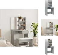 Toaletki - vidaXL Toaletka z lustrem szara Sonoma 74,5x40x141 cm - Toaletki - miniaturka - grafika 1