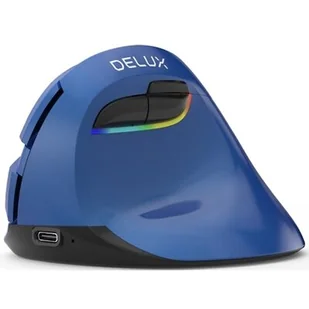 Delux M618 Mini Blue Pionowa ergonomiczna myszka bezprzewodowa RGB niebieska - Myszki - miniaturka - grafika 1