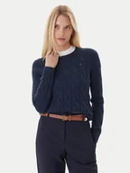 Swetry damskie - Tommy Hilfiger Sweter WW0WW43586 Granatowy Regular Fit - miniaturka - grafika 1