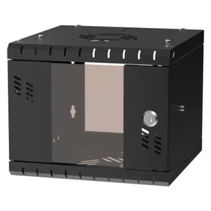 Szafa wisząca Standard 10" 4U, 300mm, drzwi szklane, czarna - Szafy rack - miniaturka - grafika 1