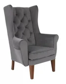 Taborety i hokery - -8% z kodem AUTUMN - Fotel Uszak Chesterfield grafitowy, wygodny, miękki, tapicerowany, z pikowaniem, do salonu, do kawiarni, klasyczny - miniaturka - grafika 1