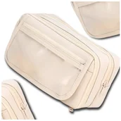 Piórniki - Piórnik beżowy organizer dwukomorowy szkolny dziewczęcy tuba - miniaturka - grafika 1