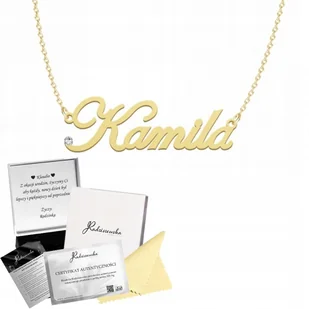 ZŁOTY NASZYJNIK Z IMIENIEM KAMILA ŁAŃCUSZEK SREBRO 925 PREZENT ŻYCZENIA - Łańcuszki - miniaturka - grafika 1