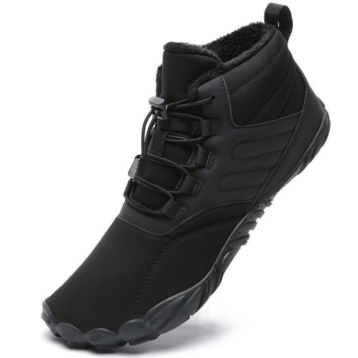 Buty Terenowe Barefoot Zimowe Ocieplane Wytrzymałe Unisex Czarne EU 42