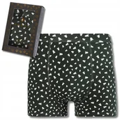 Majtki męskie - ŚWIĄTECZNE ZIELONE BAWEŁNIANE BOKSERKI MĘSKIE W CHOINKI PREZENT MORAJ L - miniaturka - grafika 1