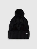 Czapki damskie - Czapka zimowa z dodatkiem wełny damska 4F 4FRAW25ACAPF0724-20S Czarny M - miniaturka - grafika 1