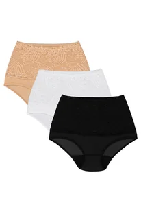 Wol-Bar Kaja 3-pak beżowy-biały-czarny 2XL Majtki figi - Majtki damskie - miniaturka - grafika 1