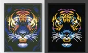 Malowanie po numerach - Norimpex, Mozaika diamentowa Tygrys kolor Portret Świecąca - miniaturka - grafika 1