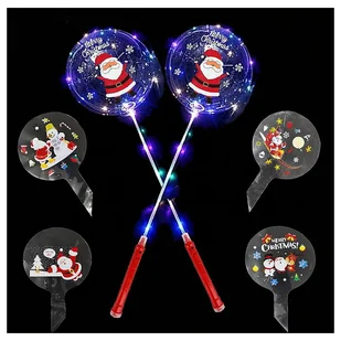 BALON ŚWIECĄCY LED Z LAMPKAMI I PATYCZKIEM MERRY CHRISTMAS - Balony i akcesoria - miniaturka - grafika 1