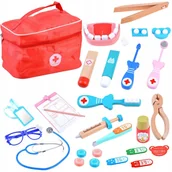Zabawy w naśladowanie dorosłych - 2 x KUFEREK LEKARZA DREWNIANY ZESTAW DENTYSTA STOMATOLOG DOKTOR TORBA MATAD - miniaturka - grafika 1
