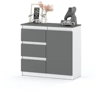Komody - Komoda Wąska 80cm Do Salonu Sypialni 3 Szuflady Nowoczesna Biała Szara Mat - miniaturka - grafika 1