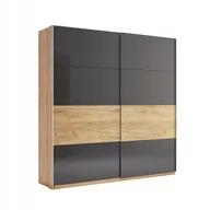 Szafy - Szafa przesuwna Matle 200cm dąb/szary - miniaturka - grafika 1