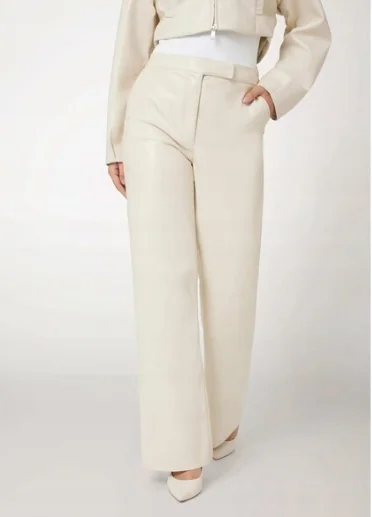 GUESS ELEGANCKIE SPODNIE PROSTE W KOLORZE KREMOWYM XS 12CA