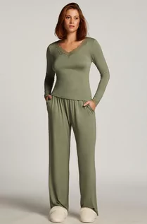 Piżamy damskie - Hunkemöller Koronkowa piżama z długim rękawem Zielony - grafika 1