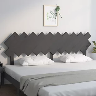 Lumarko Wezgłowie łóżka, szare, 196x3x80,5 cm, lite drewno sosnowe - Inne meble do sypialni - miniaturka - grafika 4