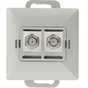 Gniazdka elektryczne - Abex Perła srebrny - gniazdo antenowe typu F podwójne - miniaturka - grafika 1