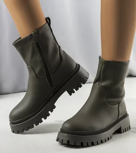 Zielone ocieplane botki Basil -38 - Botki damskie - miniaturka - grafika 1