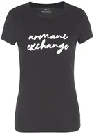 Koszulki i topy damskie - Armani Exchange Pima Cotton Signature Logo Tee T-Shirt damski, czarny, M - miniaturka - grafika 1