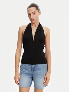 Guess Top W5GP16 KACM2 Czarny Slim Fit - Koszulki i topy damskie - miniaturka - grafika 1