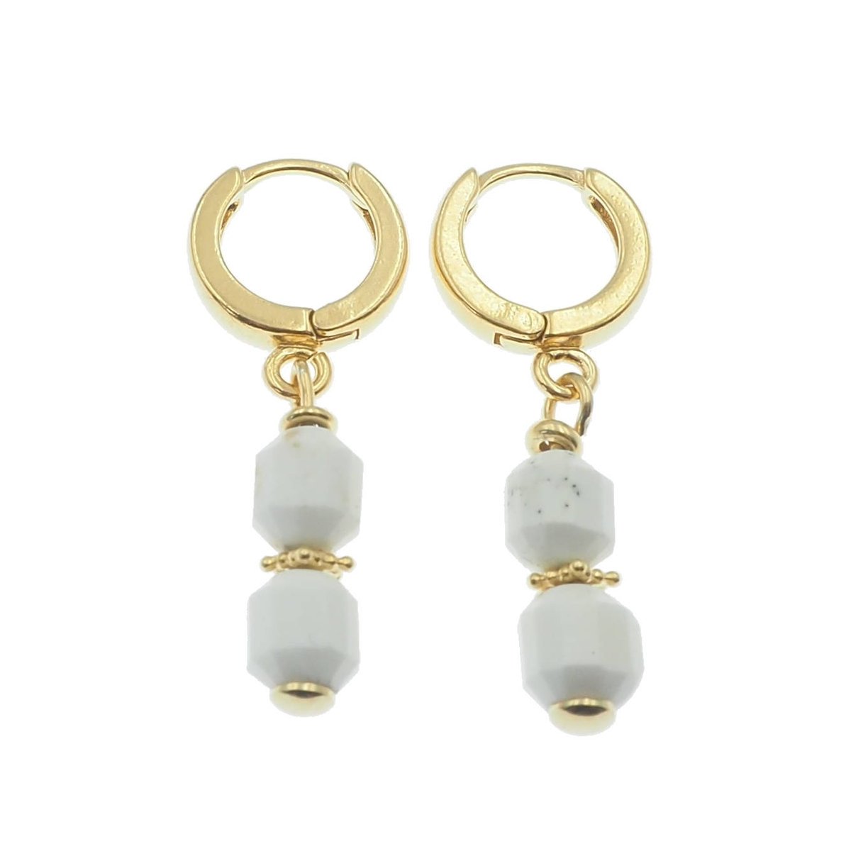 Skorulski Jewellery, Kolczyki z białym Howlitem w srebrze złoconym
