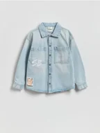 Bluzki dla chłopców - Reserved - Koszula jeansowa Spongebob - niebieski - miniaturka - grafika 1