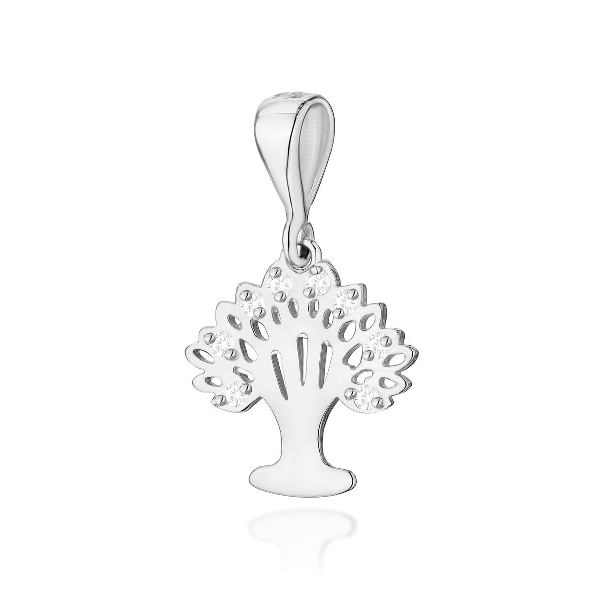 Złota zawieszka / wisiorek z diamentami białe złoto pr. 585
