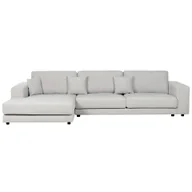 Narożniki - BELIANI Narożnik prawostronny 4-osobowy jasnoszary tapicerowany sofa narożna dodatkowe poduszki minimalistyczny styl - miniaturka - grafika 1