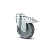 Pozostałe wyposażenie warsztatu - Antystatyczne koło obrotowe z hamulcem, 75 mm, otwór centralny, guma szara - miniaturka - grafika 1