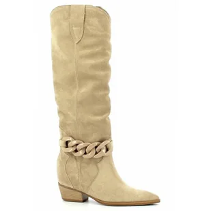 Beżowe kozaki kowbojki CARINII - Carinii - Kozaki damskie - miniaturka - grafika 1