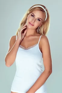 Koszulka damska na cienkich ramiączkach Delfina Eldar biała  XL - Koszulki i topy damskie - miniaturka - grafika 1