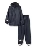 Kurtki i płaszcze dla chłopców - Celavi Unisex dziecięca kurtka przeciwdeszczowa Pu Recycled Rain Set with Full Lining, granatowy, 140 - miniaturka - grafika 1